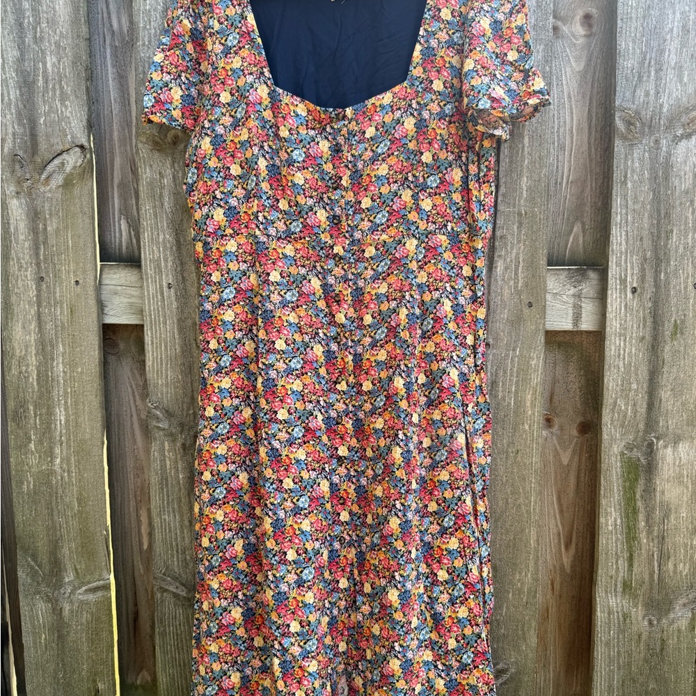 Sezane Colorful Floral Midi Dress